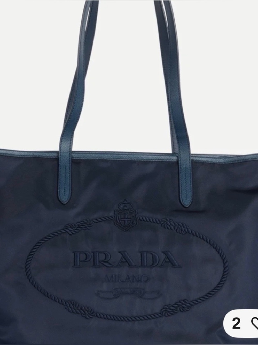 Prada Navy Re-Nylon Embroidered Logo Tote Bag